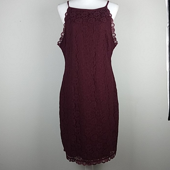New look burgundy lace bodycon dress size 14 - Picture 1 of 12